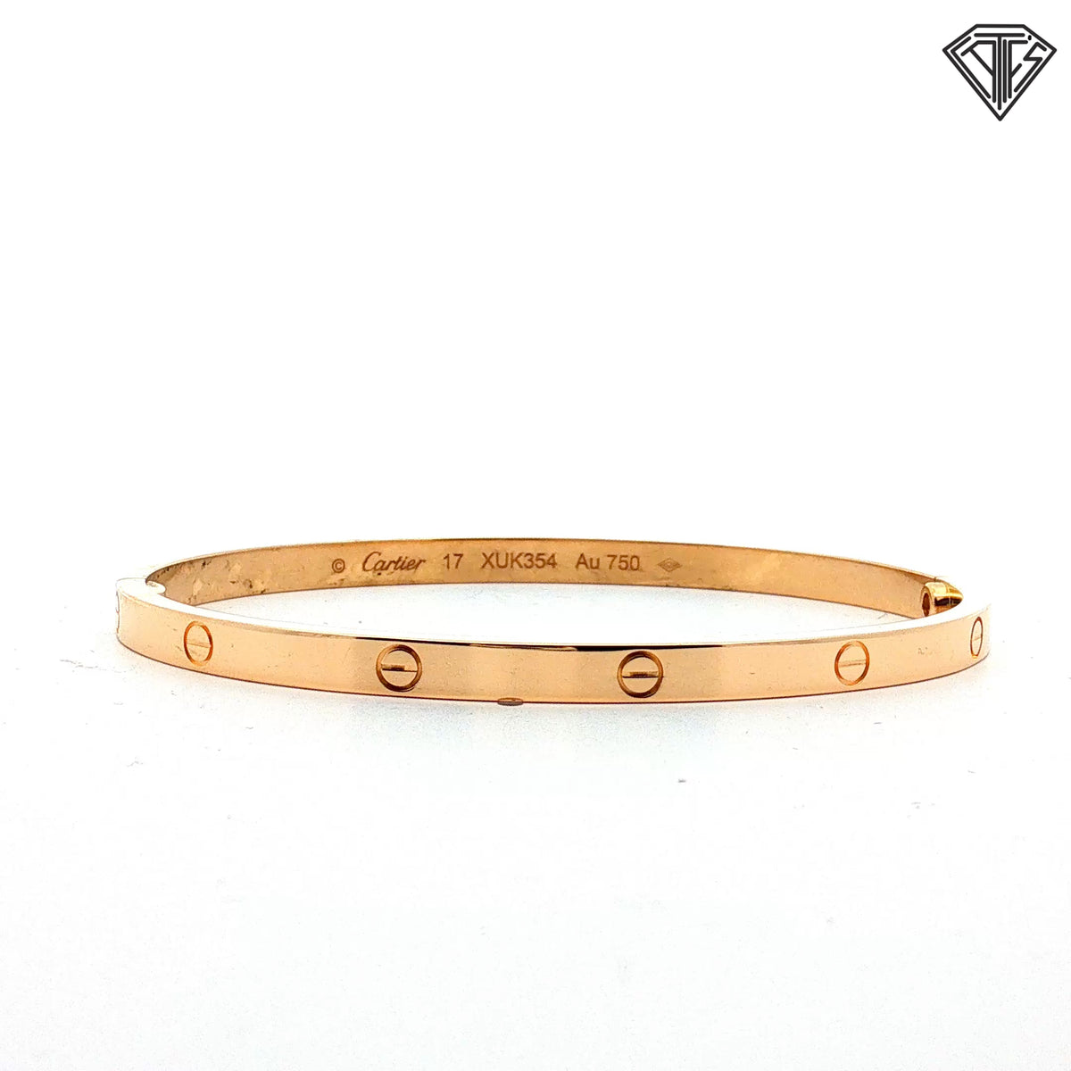 Pre-Loved Cartier 18k Yellow Gold Slim Love Bangle Bracelet with Cartier Certificate and Original Box Size 17 / Ref: XUK 354