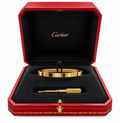 Pre-Loved Cartier 18k Yellow Gold Slim Love Bangle Bracelet with Cartier Certificate and Original Box Size 17 / Ref: XUK 354