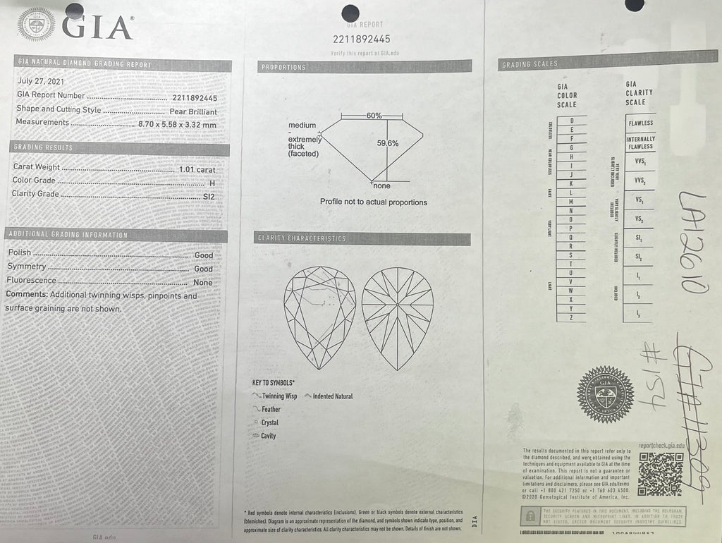 14k Yellow Gold 2.68ct Blue Sapphire Cushion Certified By Gia# 5201580967/ 1.01ct H SI2 Pear Shape Diamond  Certified By GIA# 2211892445 Toi et Moi Ring