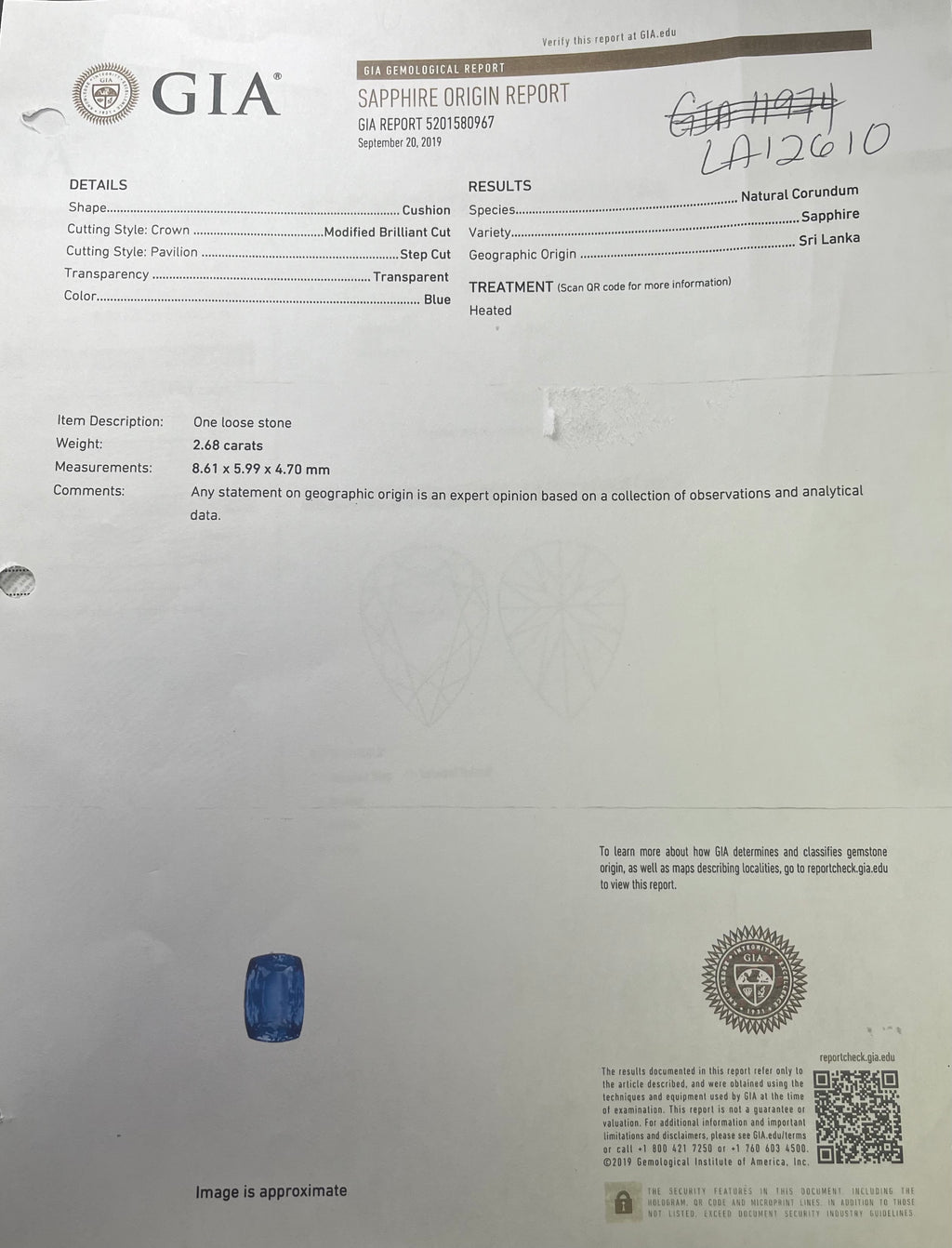 14k Yellow Gold 2.68ct Blue Sapphire Cushion Certified By Gia# 5201580967/ 1.01ct H SI2 Pear Shape Diamond  Certified By GIA# 2211892445 Toi et Moi Ring