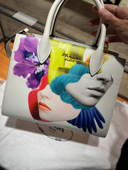 Rare Limited Edition PRADA Saffiano Graphic Print Faces Collage Purse