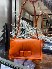 FERRAGAMO Viva Bow Purse in Orange Leather