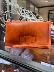 FERRAGAMO Viva Bow Purse in Orange Leather