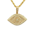 14k Rose Gold 1.00ct G SI1 Round Diamond Pave Set Evil Eye Pendant 1'x60'inch