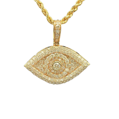 14K ROSE GOLD 1CT G SI1 PAVE SET EVIL EYE PENDANT