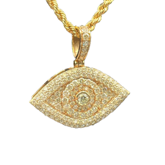 14K ROSE GOLD 1CT G SI1 PAVE SET EVIL EYE PENDANT