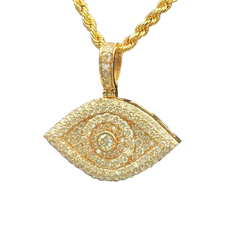 14K ROSE GOLD 1CT G SI1 PAVE SET EVIL EYE PENDANT