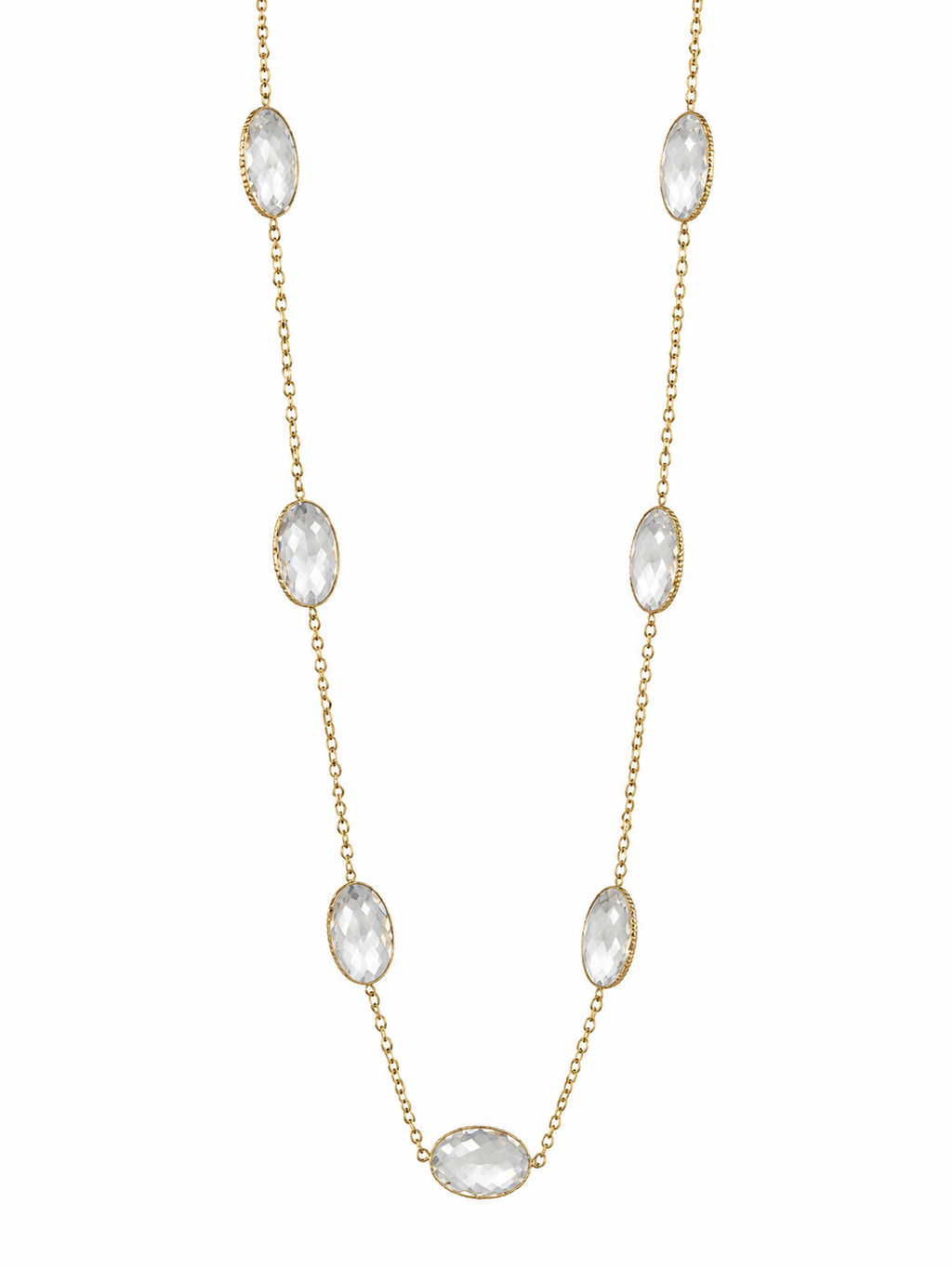 14k Yellow Gold Rock Chrystal Necklace / .10ct G SI1 Round Diamond with Rock Chrystal Earrings Set