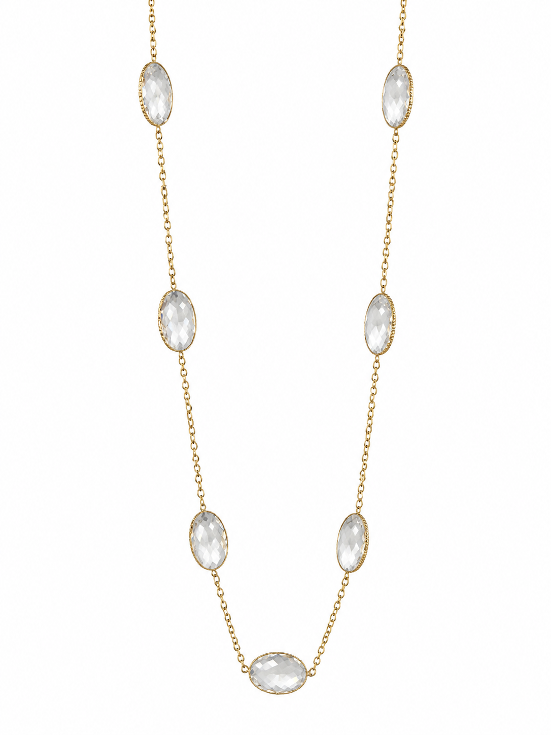 14k Yellow Gold Rock Chrystal Necklace / .10ct G SI1 Round Diamond with Rock Chrystal Earrings Set