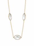 14k Yellow Gold Rock Chrystal Necklace / .10ct G SI1 Round Diamond with Rock Chrystal Earrings Set