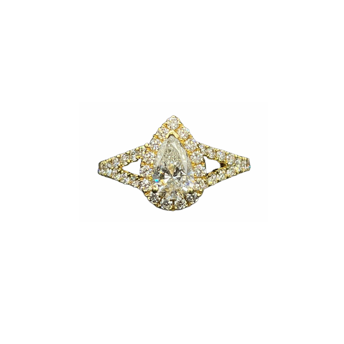 Ladies 18k yellow gold Diamond Pear shaped Mounting Ring