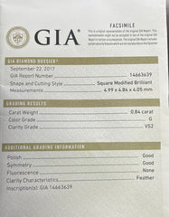 14k White Gold .87ct G VS2 Princess Cut/.65ct F VS2 Round Diamond Engagement Ring Certified By GIA # 14663639