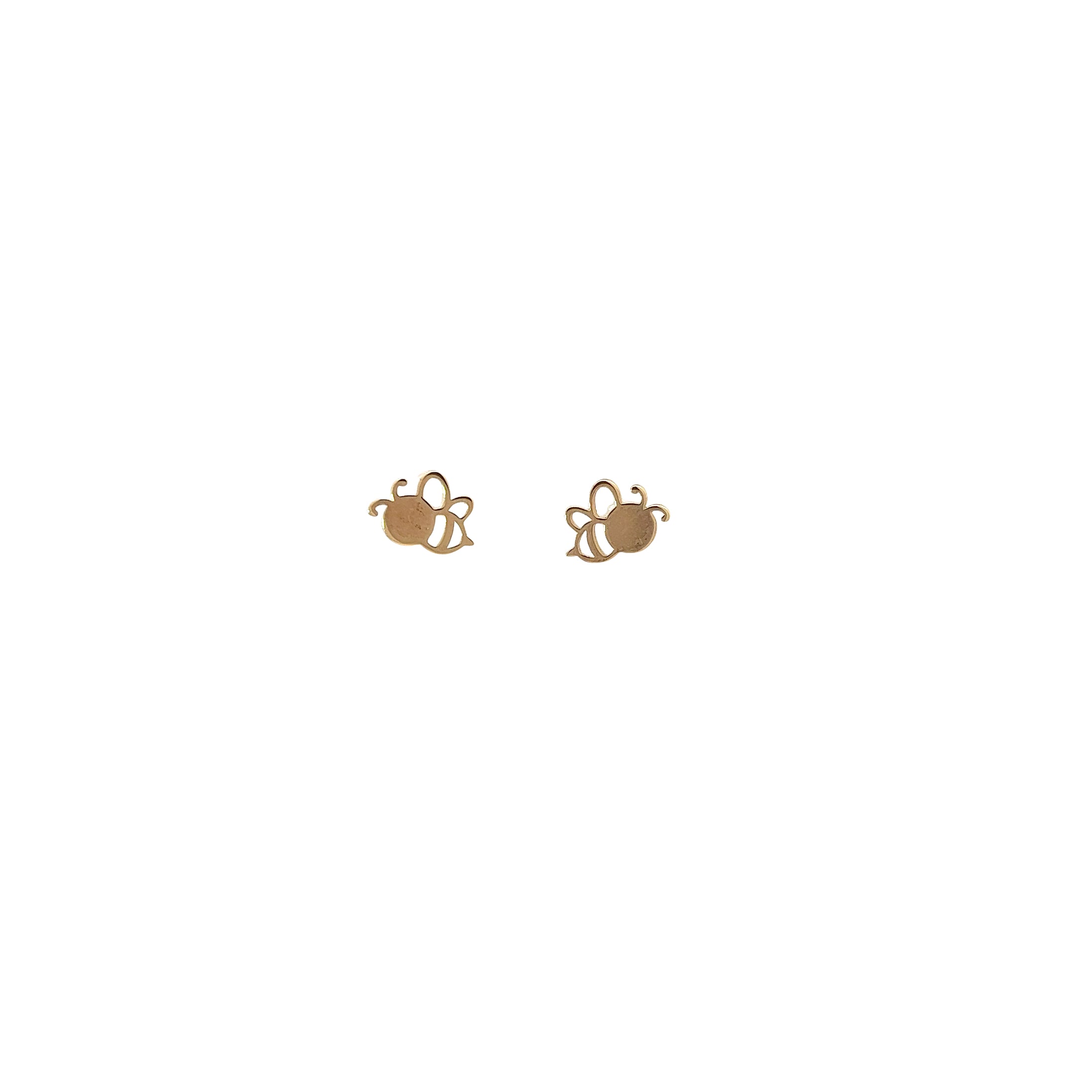 14k Yellow Gold Bee Stud Baby Earrings