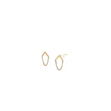 14k yellow gold upside down "V" drape earring