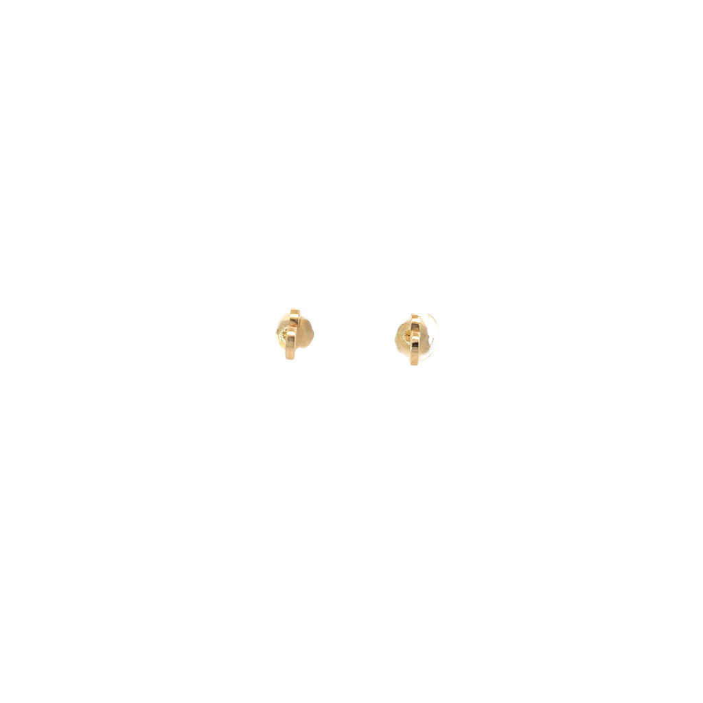 14k Yellow Gold 3D Half Heart Stud Baby Earrings