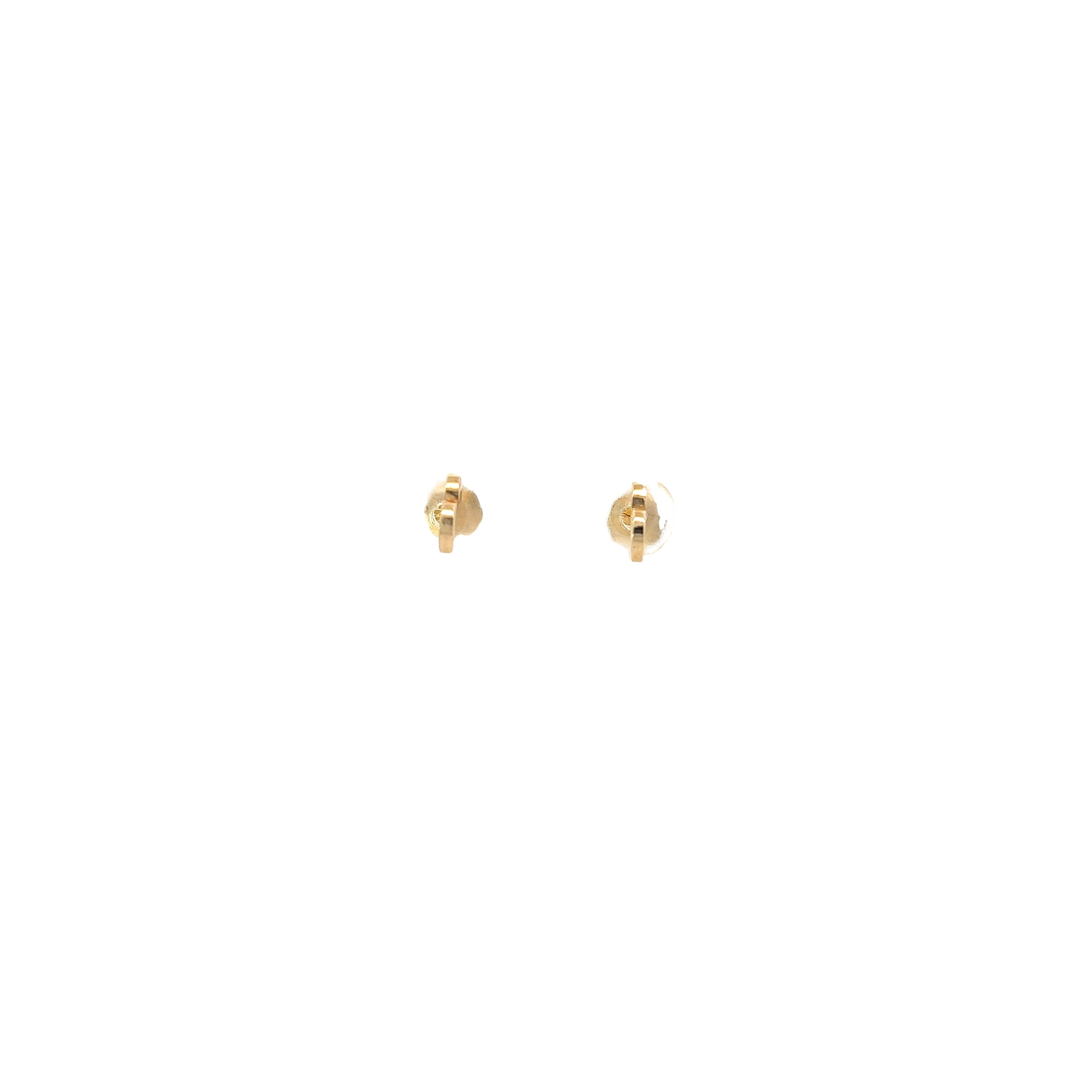 14k Yellow Gold 3D Half Heart Stud Baby Earrings