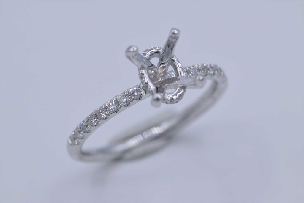 Ladies 18k White Gold Diamond Semi Mount Ring