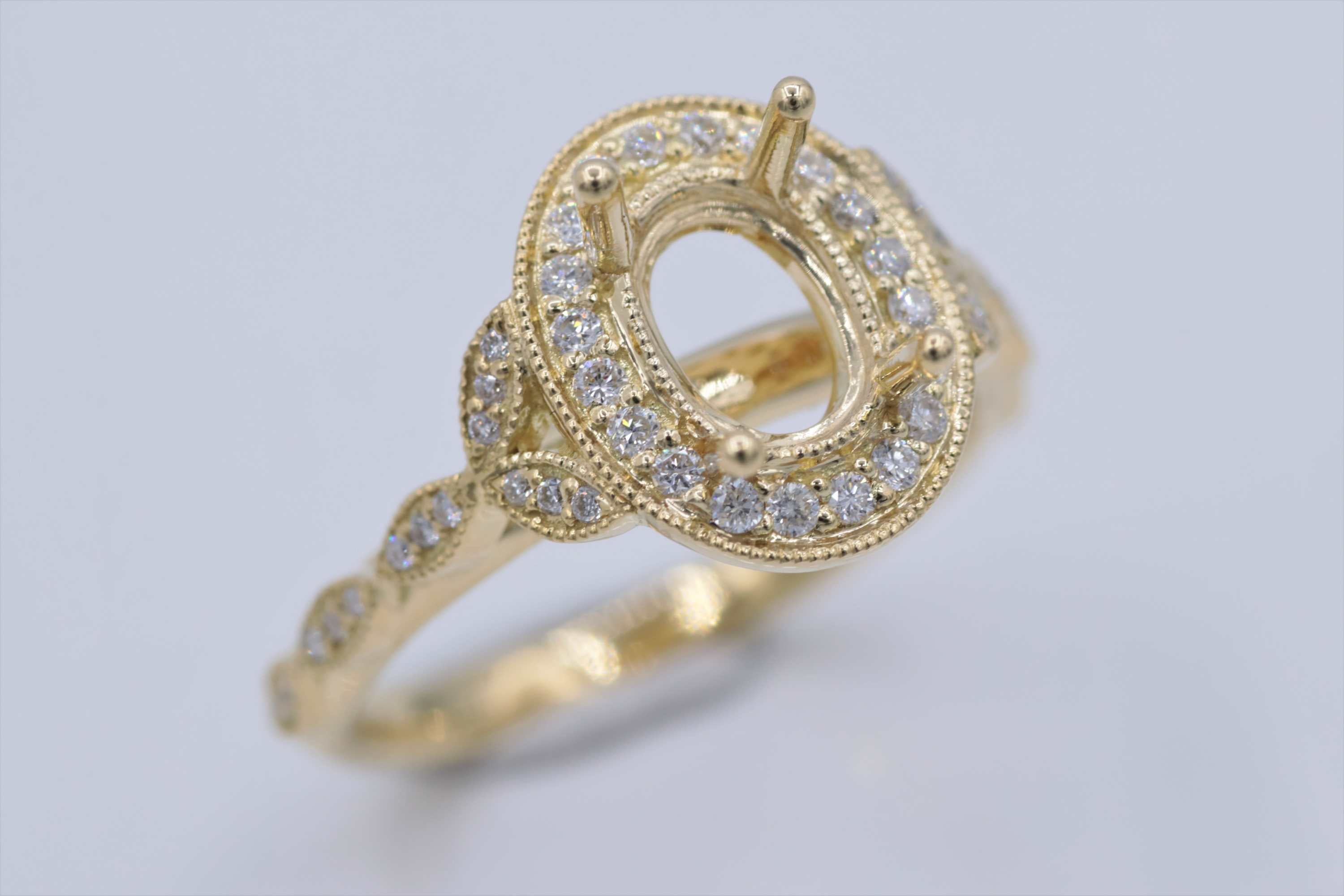 Ladies 18k yellow Gold Diamond Semi Mount Ring