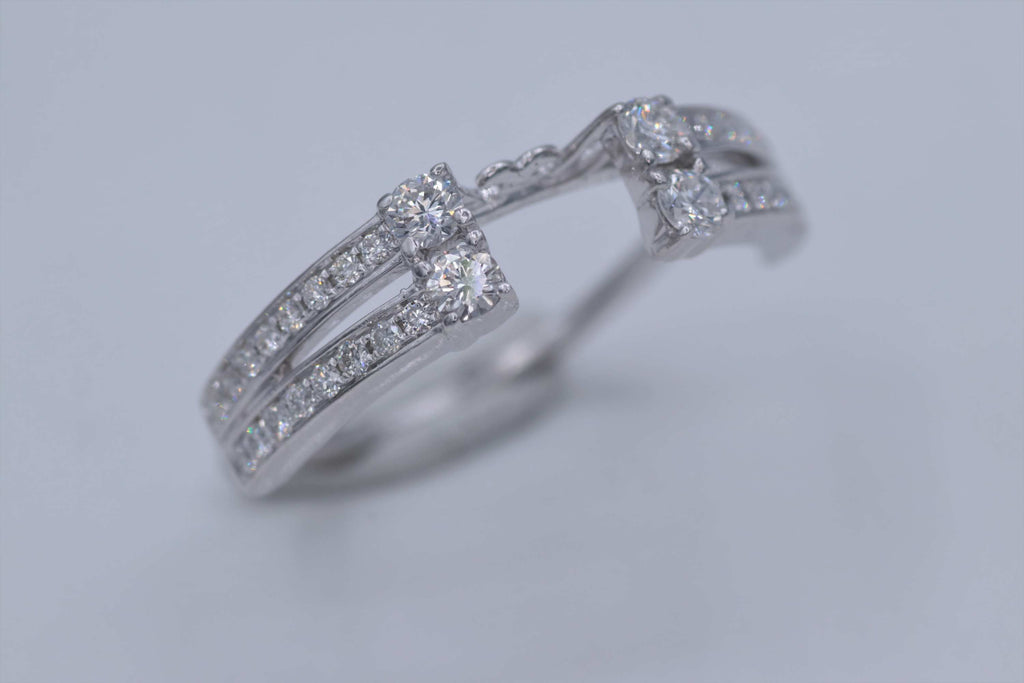 Ladies 14k white gold Diamond Jacket Ring