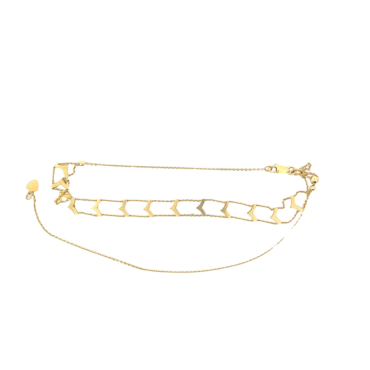 Ladies 14k Yellow Gold Adjustable Arrow Choker necklace