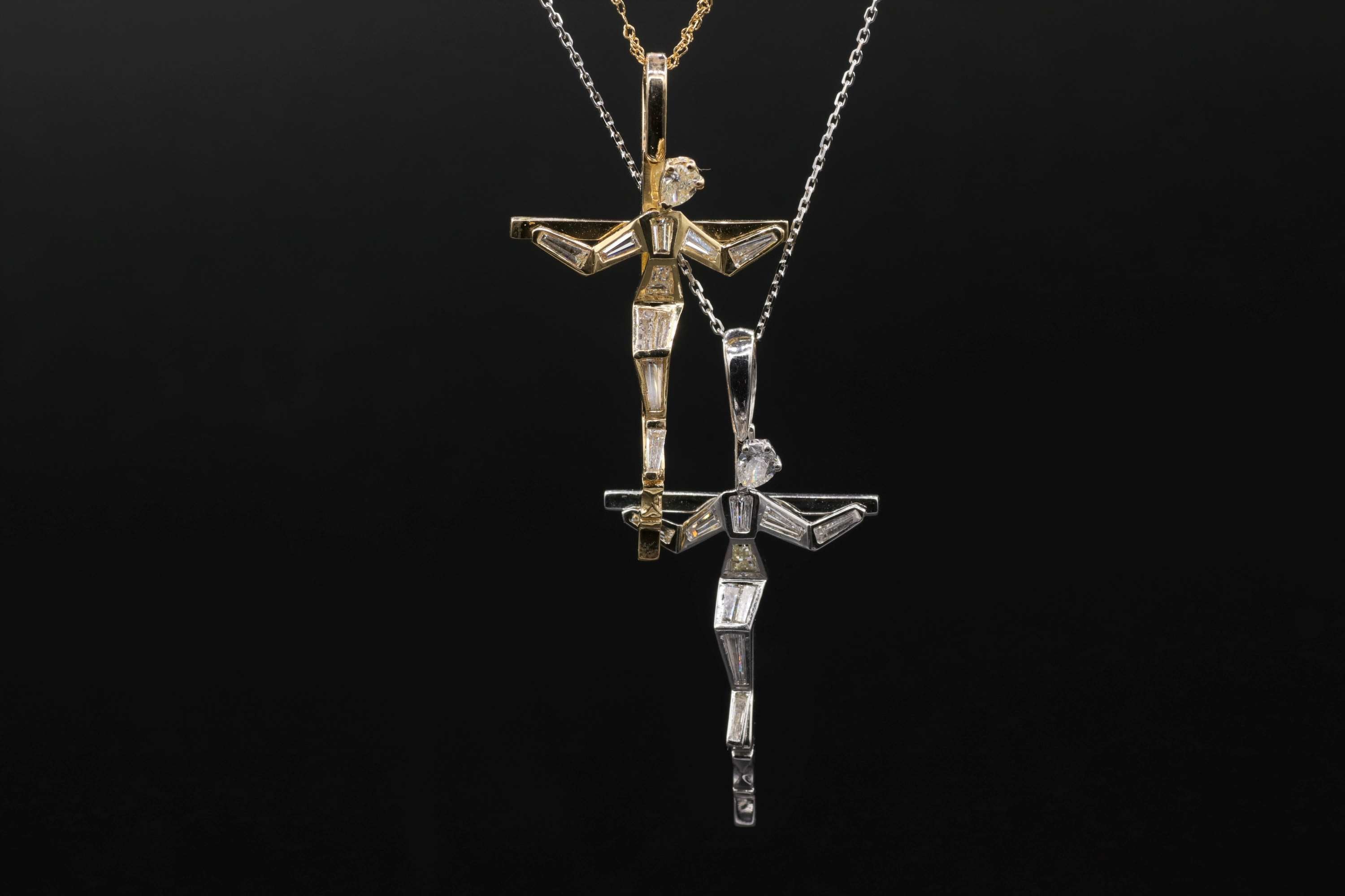 Mens 14k white gold Custom Diamond Cross Necklace