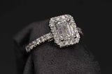 Ladies 18k white gold Emerald cut Diamond engagement Ring