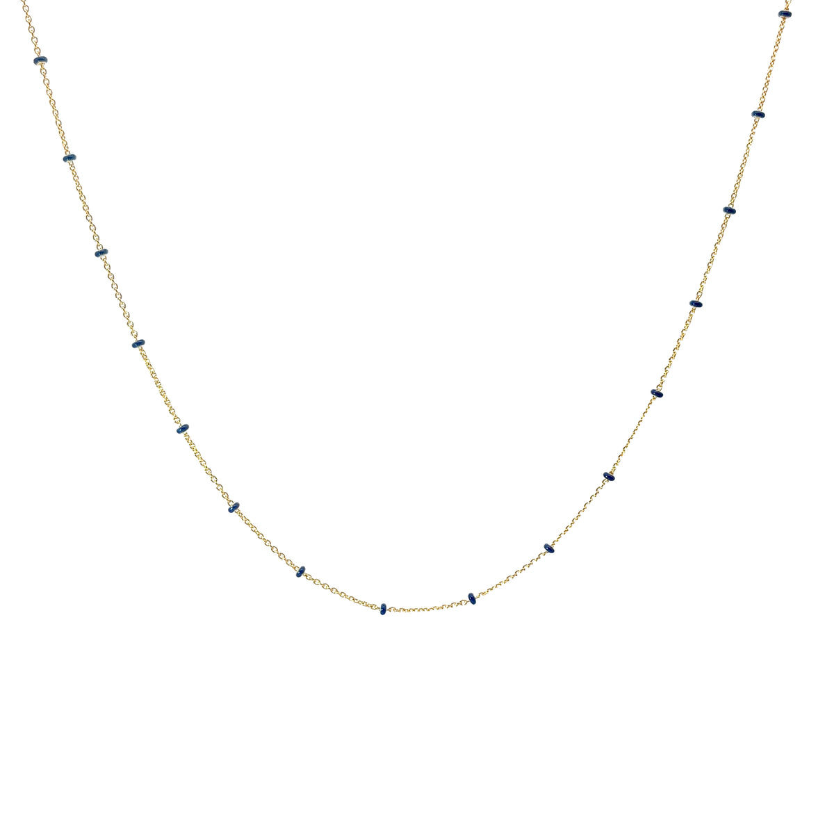Ladies 14k yellow gold Navy enamel Beaded necklace