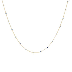 14k Yellow Gold Navy Enamel Beaded Necklace