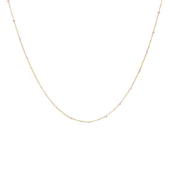 14k Yellow Gold Pink Enamel Necklace