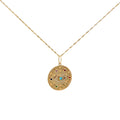 14k Yellow Gold Multi- colored Sapphire evil Eye necklace