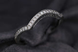 Ladies 14k white gold curved diamond wedding ring