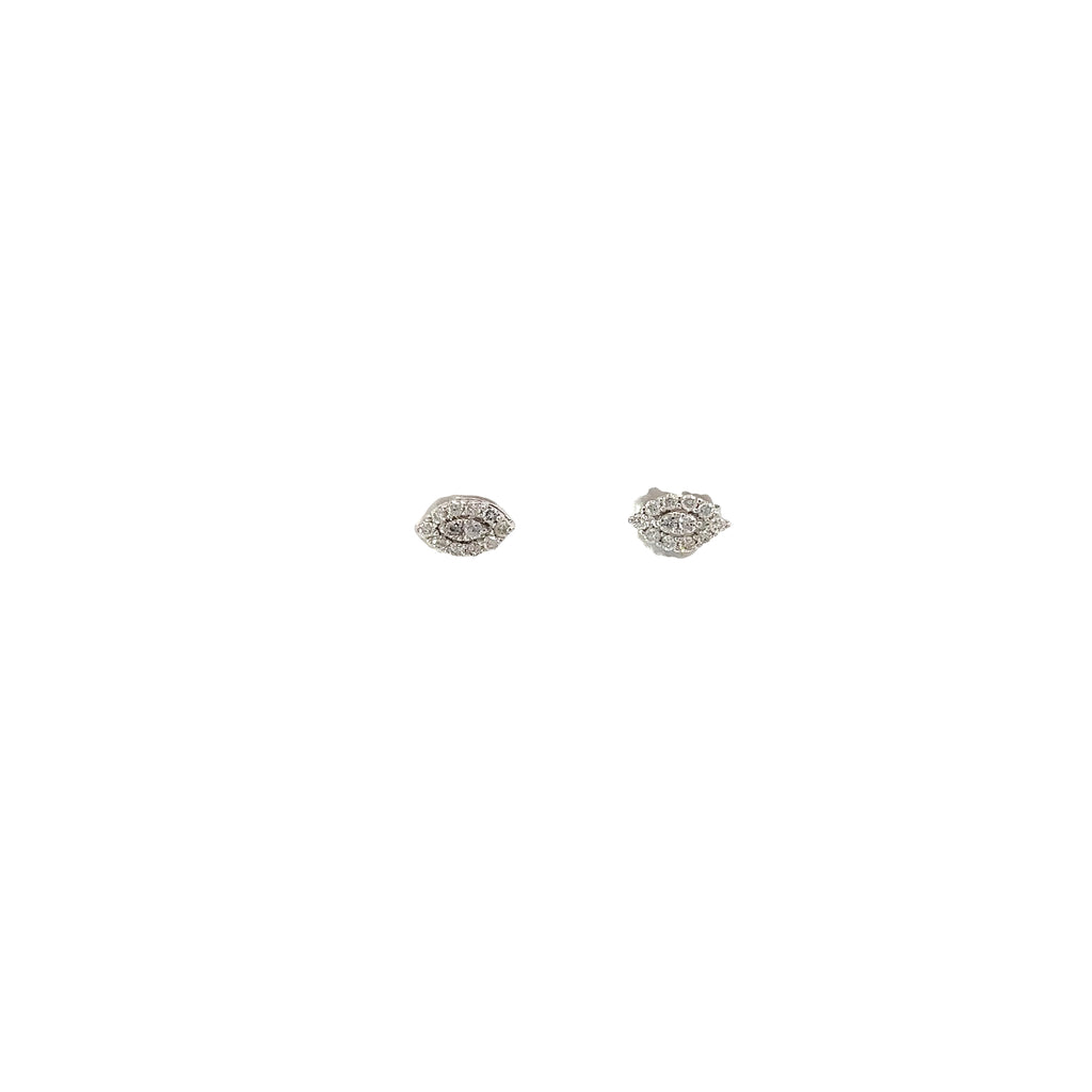 14k White Gold .28ct G VS2 Round Diamond Evil Eye Stud Earrings