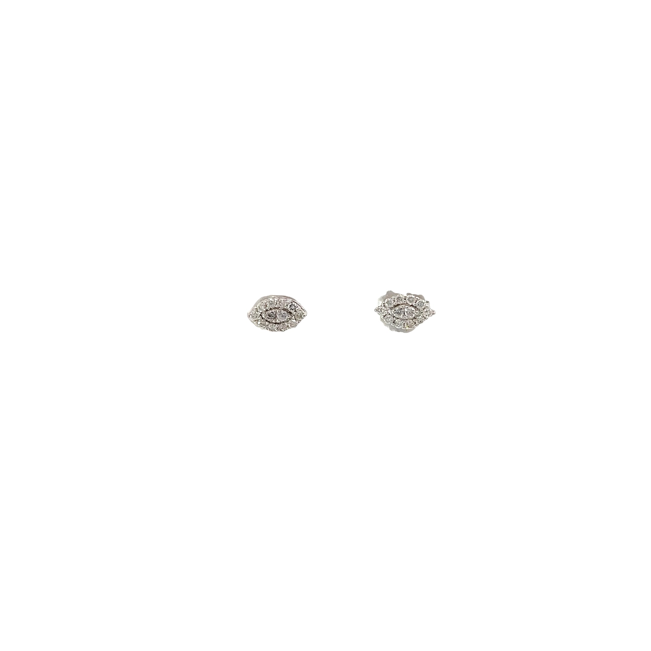 14k White Gold .28ct G VS2 Round Diamond Evil Eye Stud Earrings