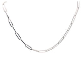 LADIES 14K White HOLLOW PAPERCLIP NECKLACE MEASURING 18" INCH LONG 5.10MM WIDE