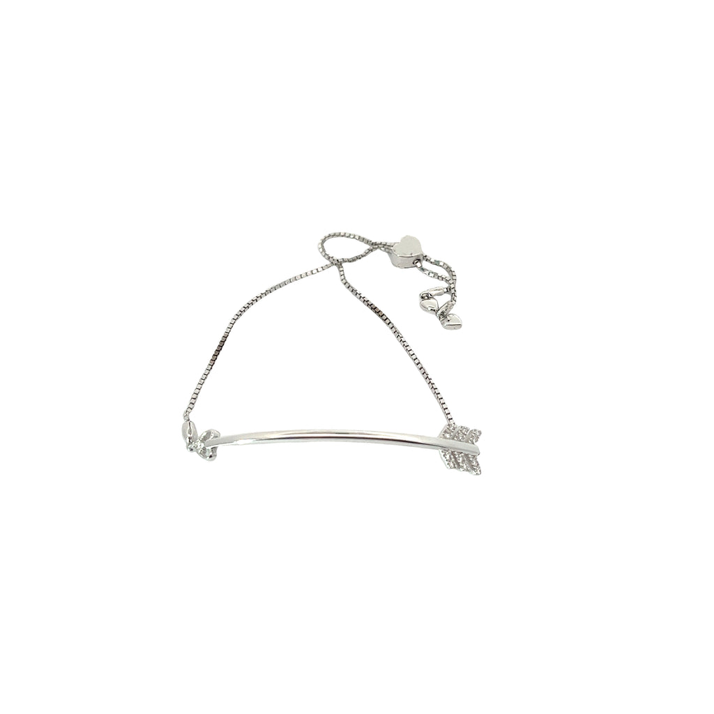 14k white gold .11ct G SI1 Round diamond bolo bracelet