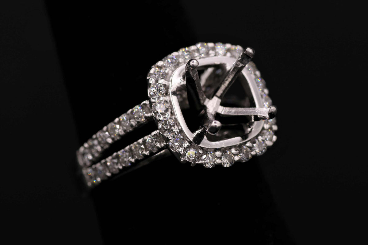 Ladies 14k White GOld Diamond Semi Mount Ring