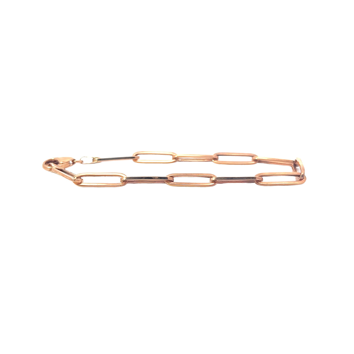 14k Rose Gold Hollow Paperclip Link Bracelet 5.10mm