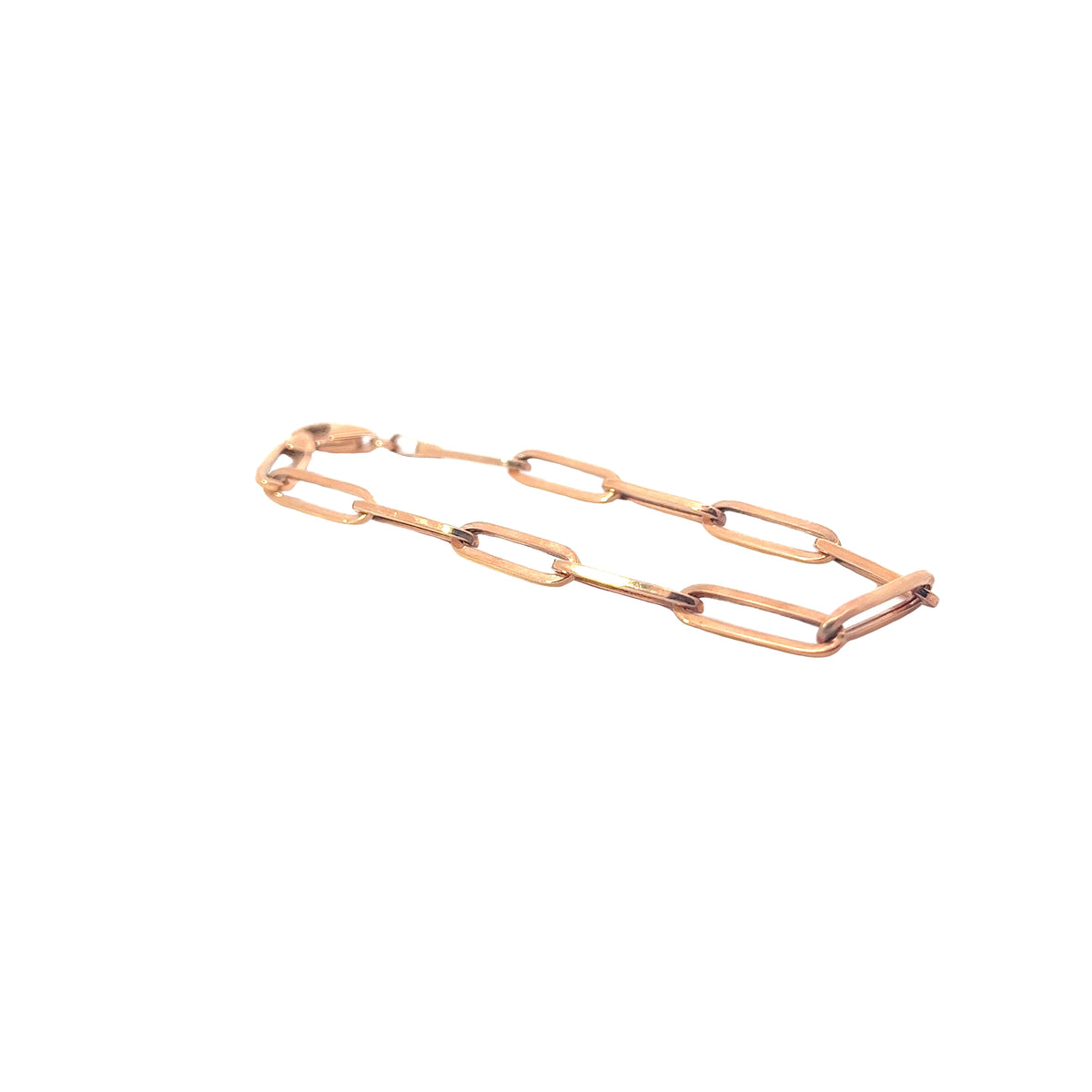 14k Rose Gold Hollow Paperclip Link Bracelet 5.10mm