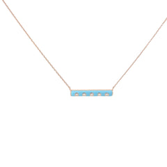 14k Rose Gold .07ct G SI1 Round Diamond Blue Enameled Necklace