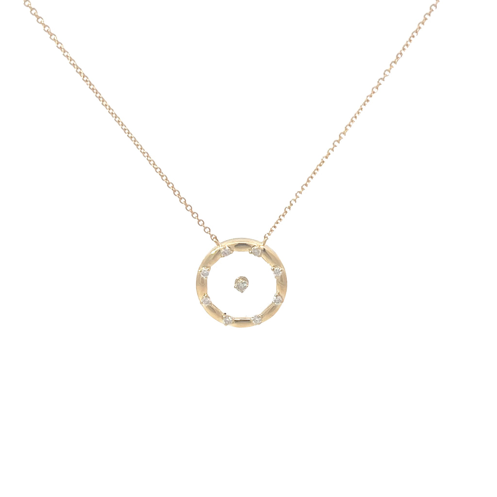 14k Yellow Gold  .15ct G VS2 Round Diamond Invisible Circle Necklace