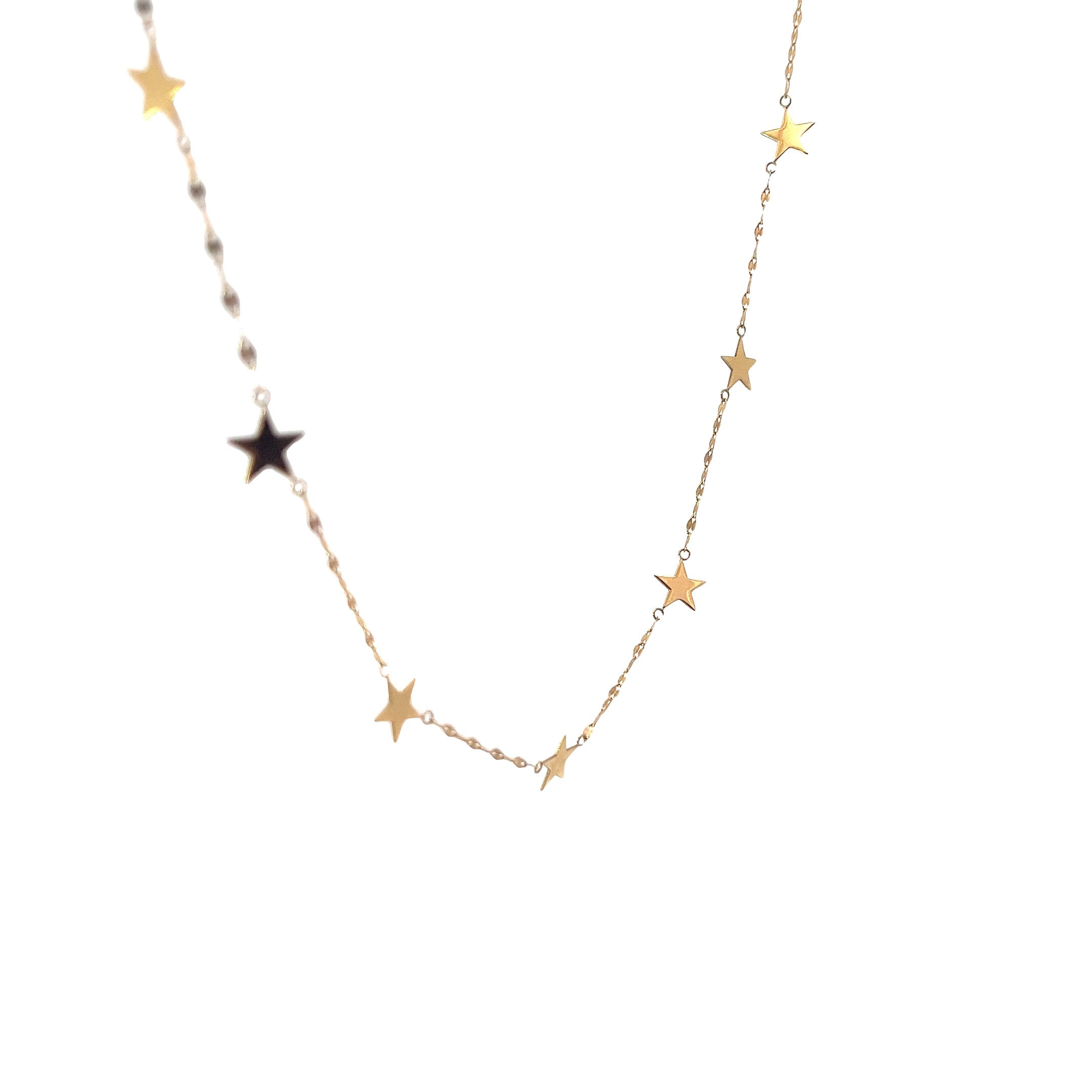 14k Yellow Gold Dangle Star Necklace 2.6 grams