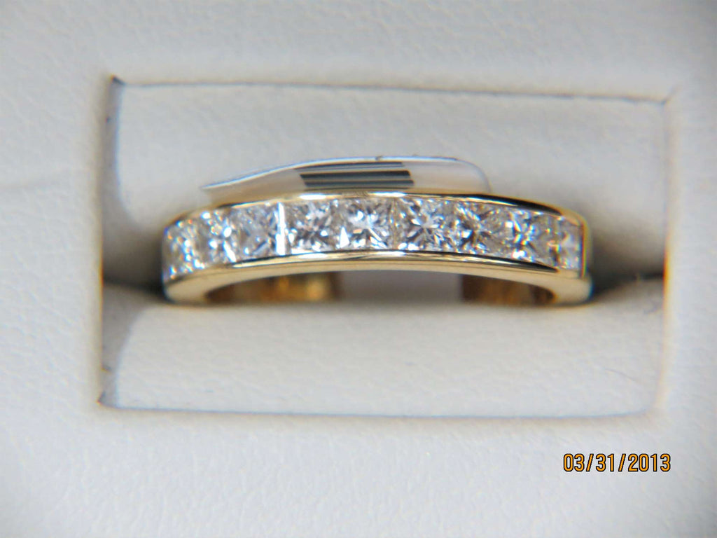 Ladies 14k yellow gold Princess cut Diamond wedding ring