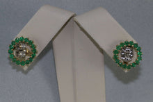 Load image into Gallery viewer, Ladies 14k yellow gold emerald Jacket earrings