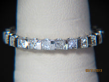 Load image into Gallery viewer, Ladies 18k white gold Princess cut Bar prong eternity ring