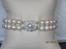 Ladies 14k white gold double strand Pearl and Diamond bracelet