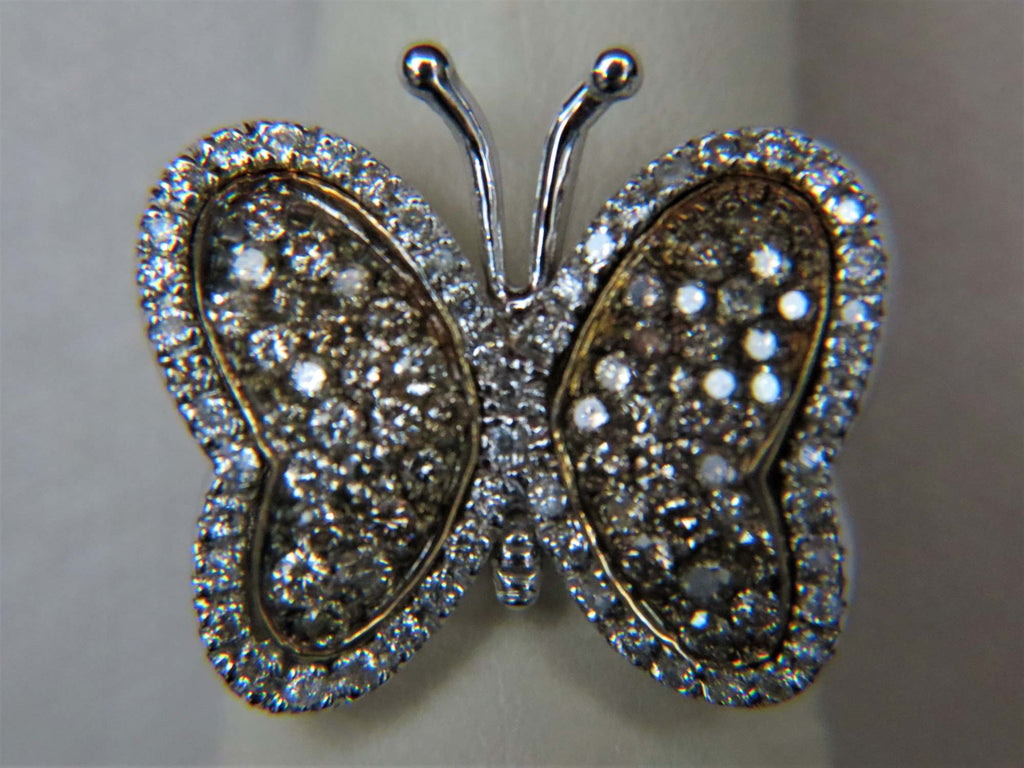Ladies 18k Two toned Diamond butterfly ring