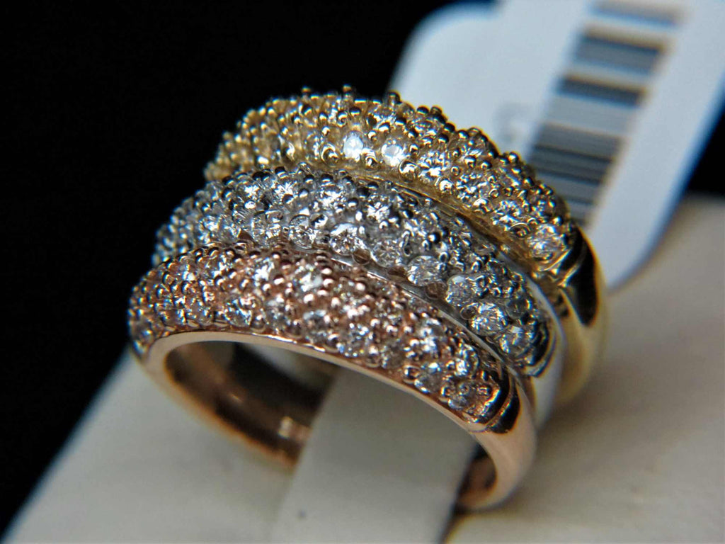 Ladies 14k white gold pave set diamond band ring