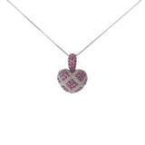 Ladies 14k white gold Diamond and Ruby Heart necklace