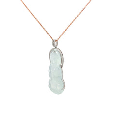 Ladies 18K White Gold Diamond and Jade Buddha Necklace