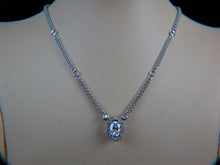 Load image into Gallery viewer, Ladies 18k white gold Oval diamond shaped solitaire necklace with diamond halo